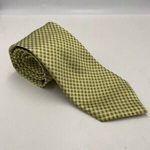 Canali Mens 100% Silk Woven Neck Tie Yellow Blue Circles Read